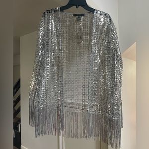 Sequin Fringe Kimono Silver SOLD OUT ONLINE